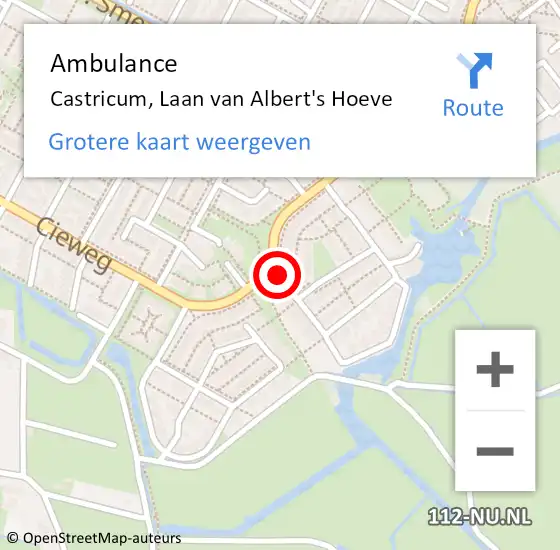 Locatie op kaart van de 112 melding: Ambulance Castricum, Laan van Albert's Hoeve op 13 april 2023 17:02
