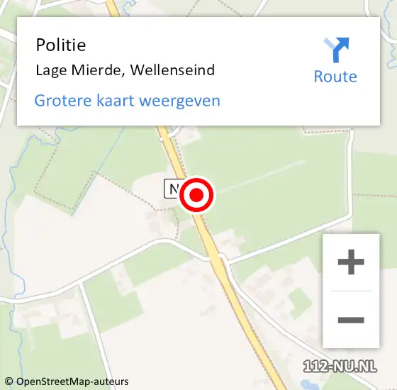 Locatie op kaart van de 112 melding: Politie Lage Mierde, Wellenseind op 13 april 2023 17:12