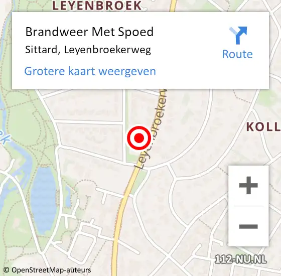 Locatie op kaart van de 112 melding: Brandweer Met Spoed Naar Sittard, Leyenbroekerweg op 13 april 2023 17:27