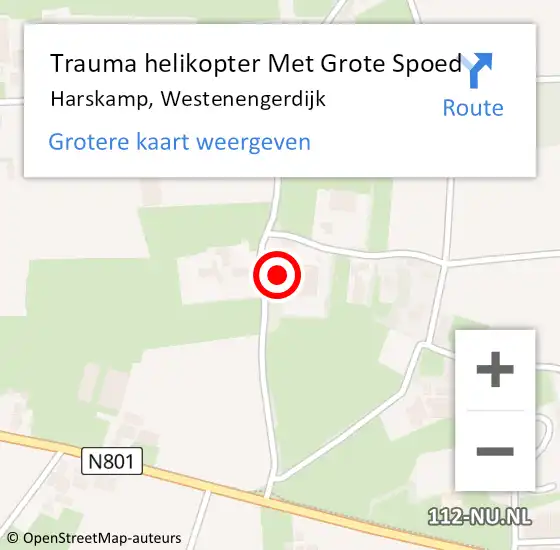 Locatie op kaart van de 112 melding: Trauma helikopter Met Grote Spoed Naar Harskamp, Westenengerdijk op 13 april 2023 19:51