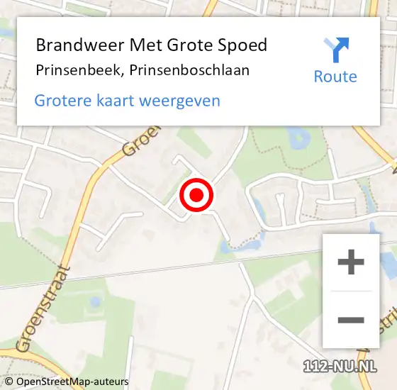 Locatie op kaart van de 112 melding: Brandweer Met Grote Spoed Naar Prinsenbeek, Prinsenboschlaan op 13 april 2023 22:43