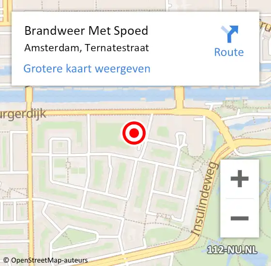 Locatie op kaart van de 112 melding: Brandweer Met Spoed Naar Amsterdam, Ternatestraat op 14 april 2023 03:15