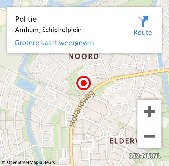 Locatie op kaart van de 112 melding: Politie Arnhem, Schipholplein op 14 april 2023 03:27