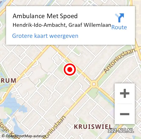 Locatie op kaart van de 112 melding: Ambulance Met Spoed Naar Hendrik-Ido-Ambacht, Graaf Willemlaan op 14 april 2023 08:41