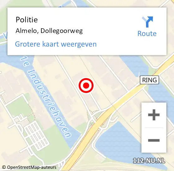 Locatie op kaart van de 112 melding: Politie Almelo, Dollegoorweg op 14 april 2023 08:53