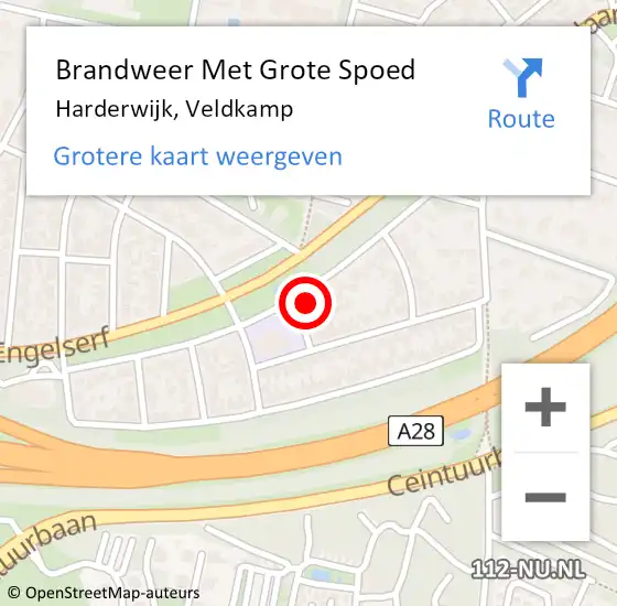 Locatie op kaart van de 112 melding: Brandweer Met Grote Spoed Naar Harderwijk, Veldkamp op 14 april 2023 11:07