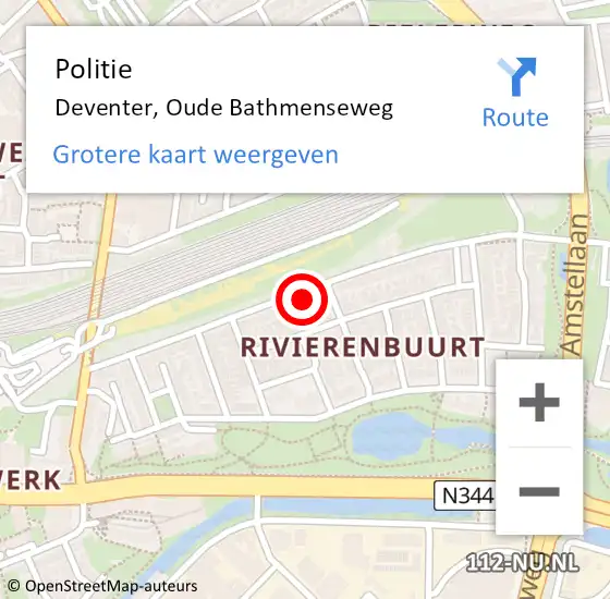 Locatie op kaart van de 112 melding: Politie Deventer, Oude Bathmenseweg op 14 april 2023 11:43