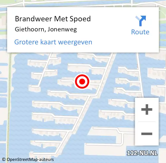 Locatie op kaart van de 112 melding: Brandweer Met Spoed Naar Giethoorn, Jonenweg op 14 april 2023 14:24