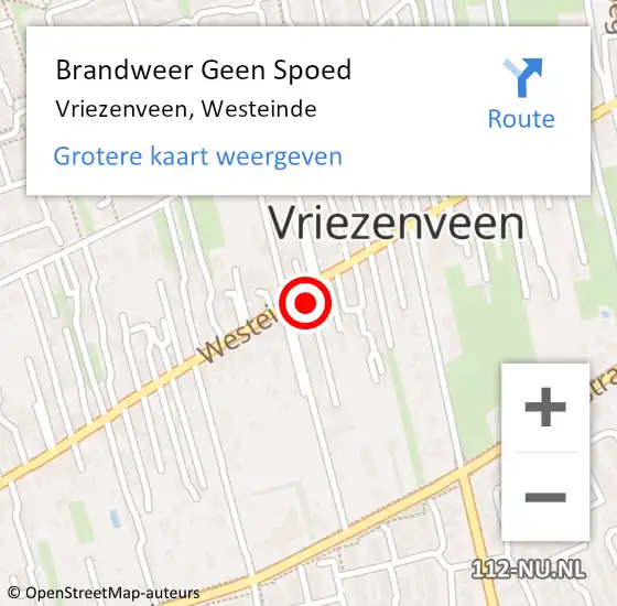 Locatie op kaart van de 112 melding: Brandweer Geen Spoed Naar Vriezenveen, Westeinde op 14 april 2023 15:19