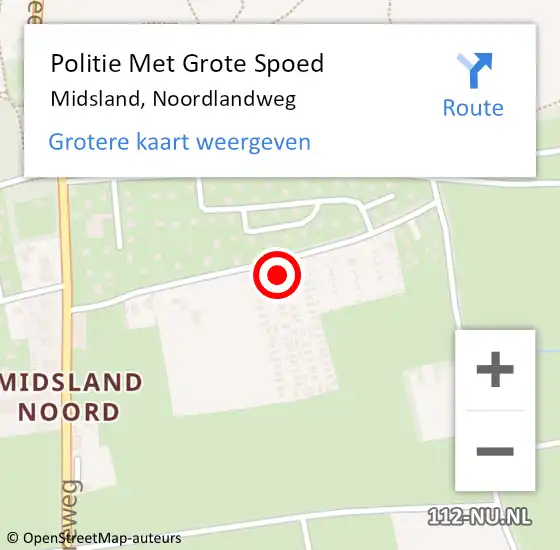 Locatie op kaart van de 112 melding: Politie Met Grote Spoed Naar Midsland, Noordlandweg op 14 april 2023 16:12