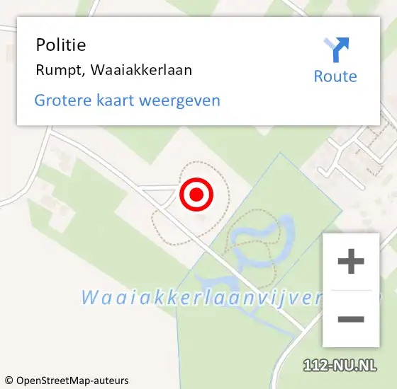 Locatie op kaart van de 112 melding: Politie Rumpt, Waaiakkerlaan op 14 april 2023 16:37