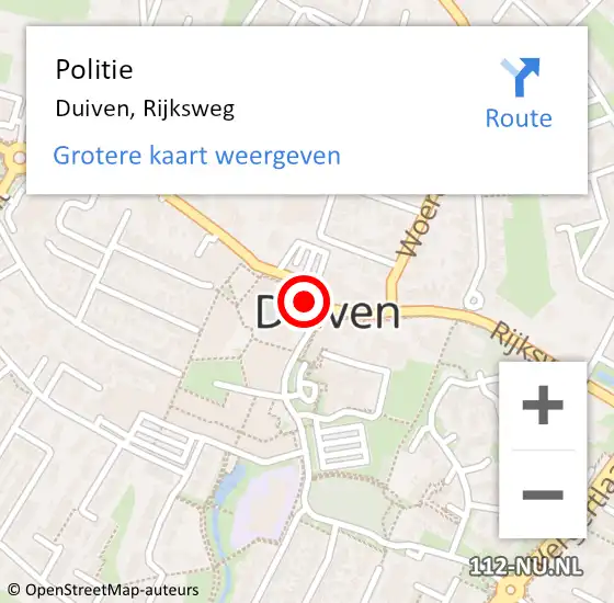 Locatie op kaart van de 112 melding: Politie Duiven, Rijksweg op 14 april 2023 17:33