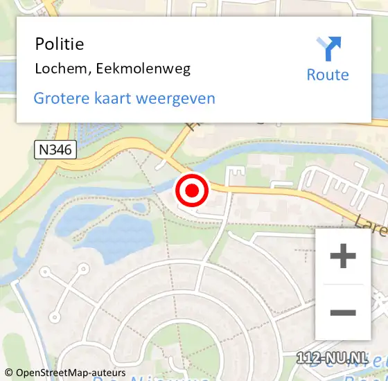Locatie op kaart van de 112 melding: Politie Lochem, Eekmolenweg op 14 april 2023 18:57