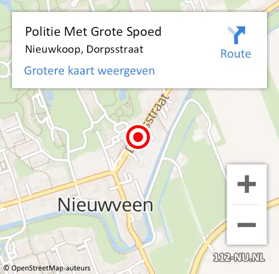 Locatie op kaart van de 112 melding: Politie Met Grote Spoed Naar Nieuwkoop, Dorpsstraat op 14 april 2023 19:02