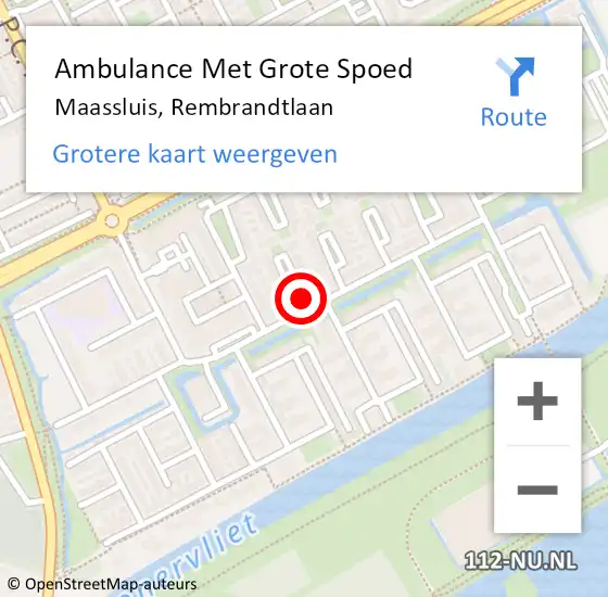 Locatie op kaart van de 112 melding: Ambulance Met Grote Spoed Naar Maassluis, Rembrandtlaan op 14 april 2023 21:13