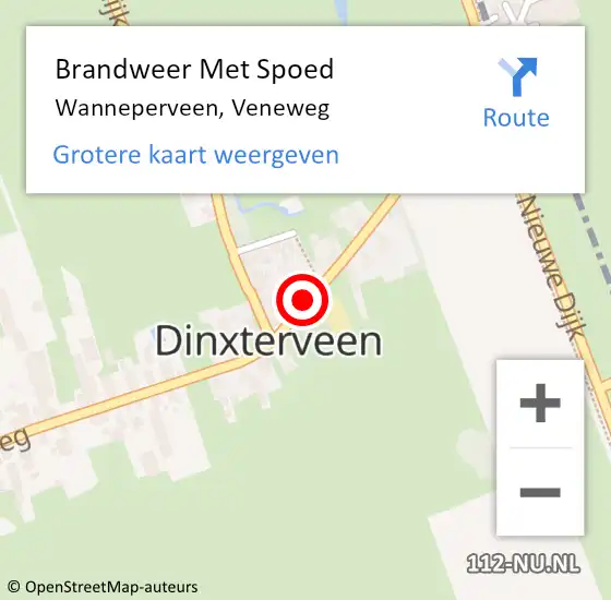 Locatie op kaart van de 112 melding: Brandweer Met Spoed Naar Wanneperveen, Veneweg op 14 april 2023 21:55