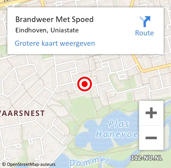 Locatie op kaart van de 112 melding: Brandweer Met Spoed Naar Eindhoven, Uniastate op 14 april 2023 23:02