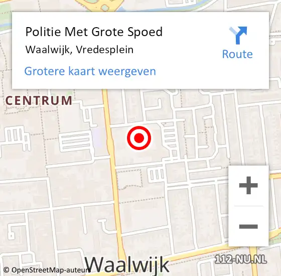 Locatie op kaart van de 112 melding: Politie Met Grote Spoed Naar Waalwijk, Vredesplein op 14 april 2023 23:53