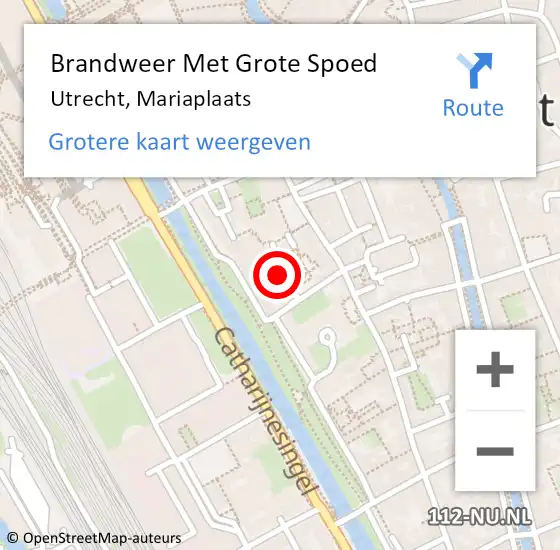 Locatie op kaart van de 112 melding: Brandweer Met Grote Spoed Naar Utrecht, Mariaplaats op 15 april 2023 00:02