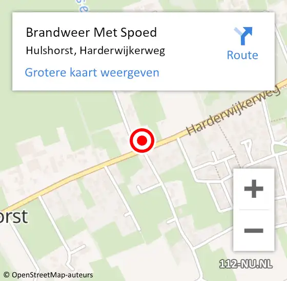 Locatie op kaart van de 112 melding: Brandweer Met Spoed Naar Hulshorst, Harderwijkerweg op 15 april 2023 00:12