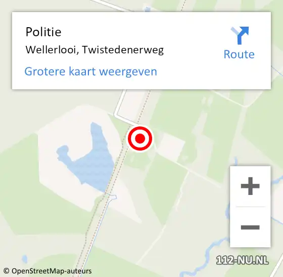 Locatie op kaart van de 112 melding: Politie Wellerlooi, Twistedenerweg op 15 april 2023 02:19