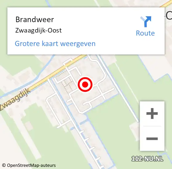 Locatie op kaart van de 112 melding: Brandweer Zwaagdijk-Oost op 15 april 2023 09:46