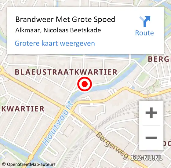Locatie op kaart van de 112 melding: Brandweer Met Grote Spoed Naar Alkmaar, Nicolaas Beetskade op 15 april 2023 12:08
