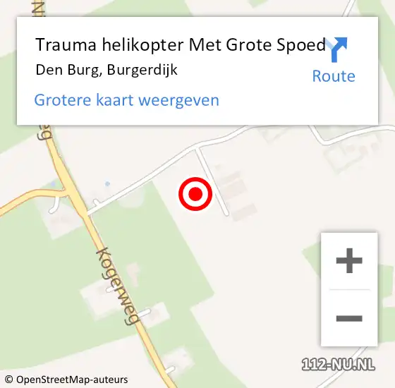 Locatie op kaart van de 112 melding: Trauma helikopter Met Grote Spoed Naar Den Burg, Burgerdijk op 15 april 2023 13:34