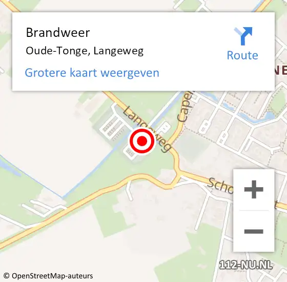 Locatie op kaart van de 112 melding: Brandweer Oude-Tonge, Langeweg op 15 april 2023 13:48