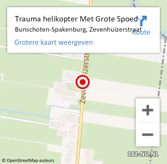 Locatie op kaart van de 112 melding: Trauma helikopter Met Grote Spoed Naar Bunschoten-Spakenburg, Zevenhuizerstraat op 15 april 2023 16:11