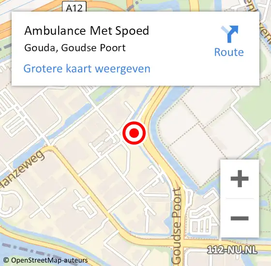 Locatie op kaart van de 112 melding: Ambulance Met Spoed Naar Gouda, Goudse Poort op 15 april 2023 16:35