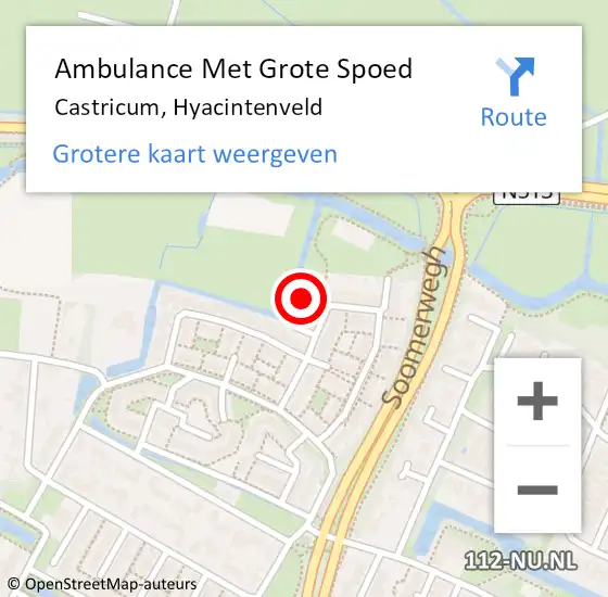 Locatie op kaart van de 112 melding: Ambulance Met Grote Spoed Naar Castricum, Hyacintenveld op 15 april 2023 16:38