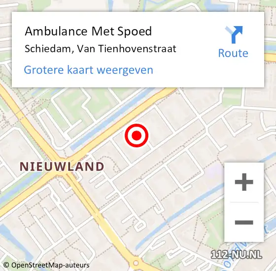 Locatie op kaart van de 112 melding: Ambulance Met Spoed Naar Schiedam, Van Tienhovenstraat op 15 april 2023 19:05