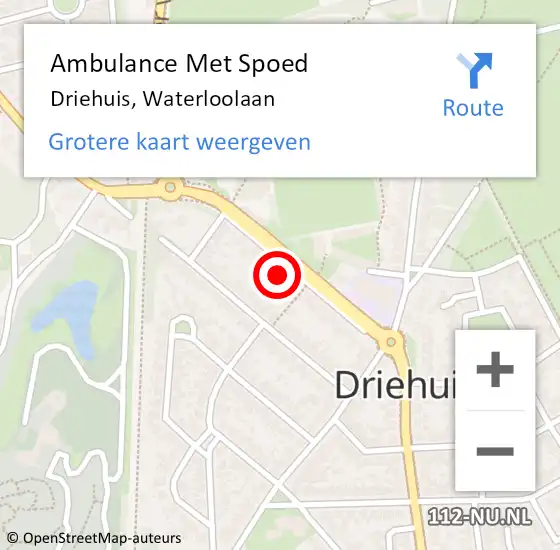 Locatie op kaart van de 112 melding: Ambulance Met Spoed Naar Driehuis, Waterloolaan op 15 april 2023 20:39