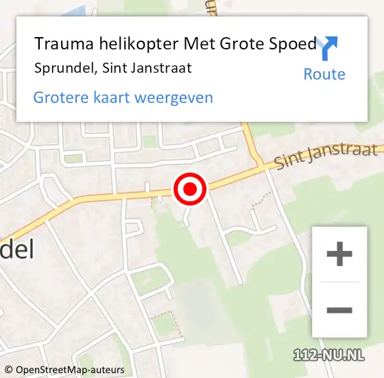 Locatie op kaart van de 112 melding: Trauma helikopter Met Grote Spoed Naar Sprundel, Sint Janstraat op 16 april 2023 00:04