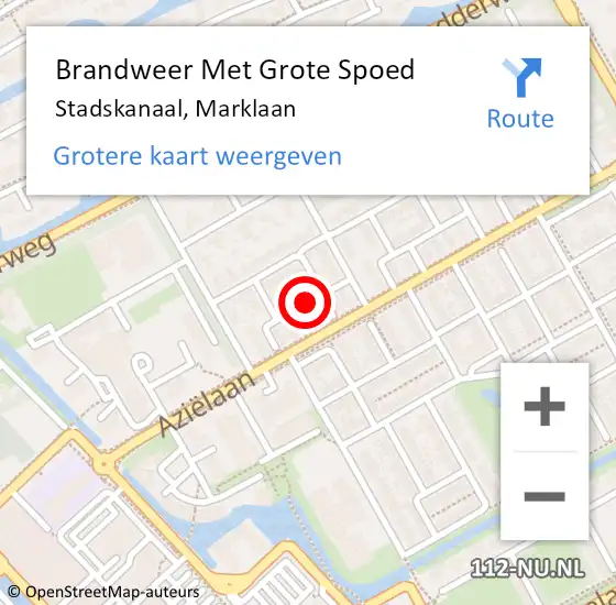 Locatie op kaart van de 112 melding: Brandweer Met Grote Spoed Naar Stadskanaal, Marklaan op 22 augustus 2014 12:17