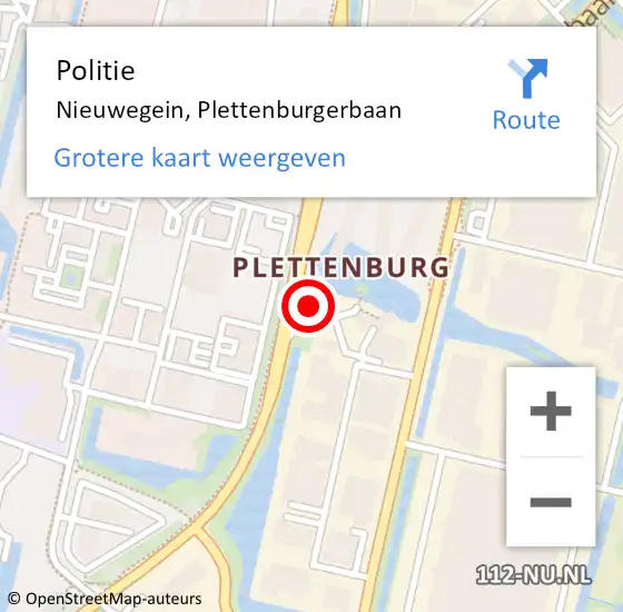 Locatie op kaart van de 112 melding: Politie Nieuwegein, Plettenburgerbaan op 16 april 2023 01:35