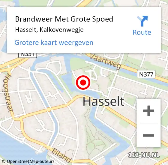 Locatie op kaart van de 112 melding: Brandweer Met Grote Spoed Naar Hasselt, Kalkovenwegje op 16 april 2023 04:33