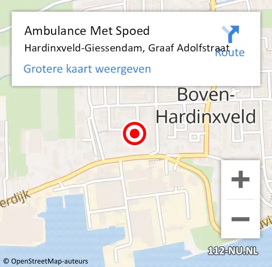Locatie op kaart van de 112 melding: Ambulance Met Spoed Naar Hardinxveld-Giessendam, Graaf Adolfstraat op 16 april 2023 07:07