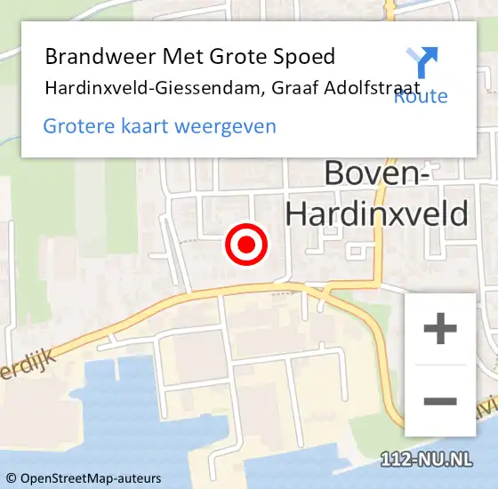 Locatie op kaart van de 112 melding: Brandweer Met Grote Spoed Naar Hardinxveld-Giessendam, Graaf Adolfstraat op 16 april 2023 07:29