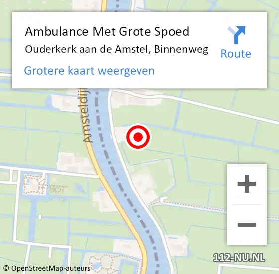 Locatie op kaart van de 112 melding: Ambulance Met Grote Spoed Naar Ouderkerk aan de Amstel, Binnenweg op 16 april 2023 08:41