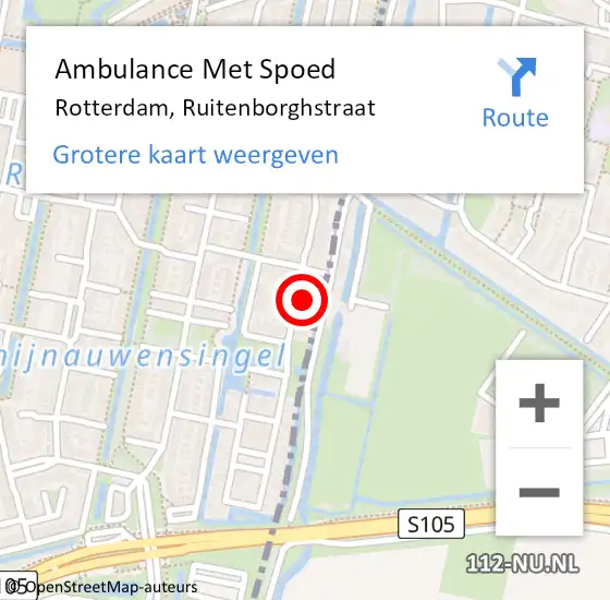 Locatie op kaart van de 112 melding: Ambulance Met Spoed Naar Rotterdam, Ruitenborghstraat op 16 april 2023 10:34