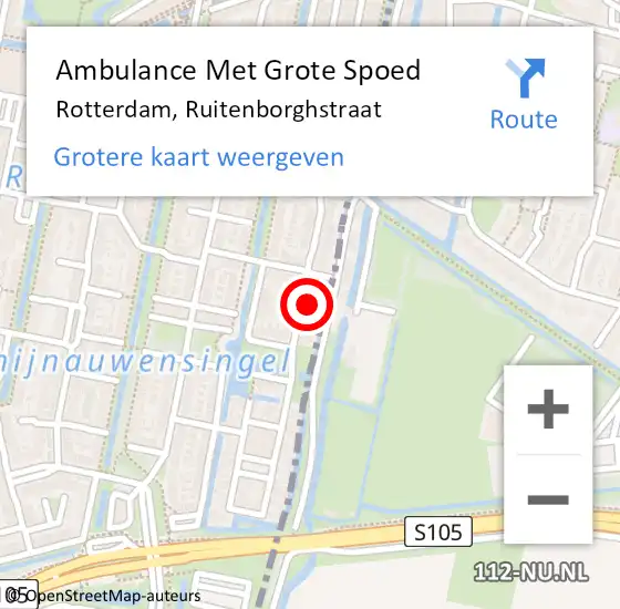 Locatie op kaart van de 112 melding: Ambulance Met Grote Spoed Naar Rotterdam, Ruitenborghstraat op 16 april 2023 10:52