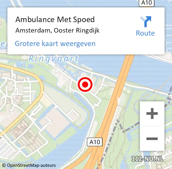 Locatie op kaart van de 112 melding: Ambulance Met Spoed Naar Amsterdam, Ooster Ringdijk op 16 april 2023 11:17