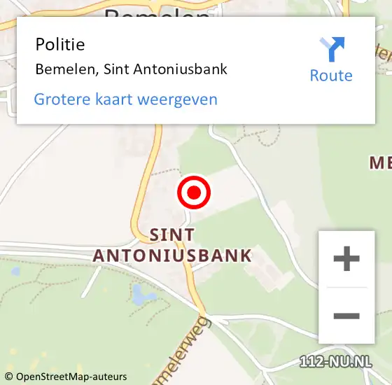 Locatie op kaart van de 112 melding: Politie Bemelen, Sint Antoniusbank op 16 april 2023 11:55
