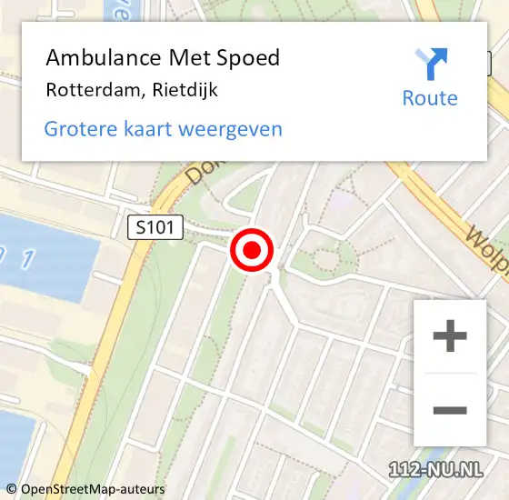 Locatie op kaart van de 112 melding: Ambulance Met Spoed Naar Rotterdam, Rietdijk op 16 april 2023 12:17