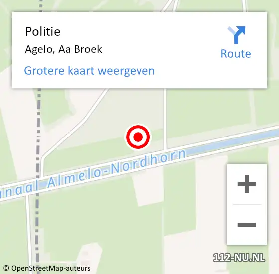 Locatie op kaart van de 112 melding: Politie Agelo, Aa Broek op 16 april 2023 13:46