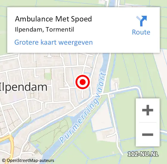 Locatie op kaart van de 112 melding: Ambulance Met Spoed Naar Ilpendam, Tormentil op 16 april 2023 13:56