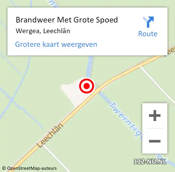 Locatie op kaart van de 112 melding: Brandweer Met Grote Spoed Naar Wergea, Leechlân op 16 april 2023 14:19