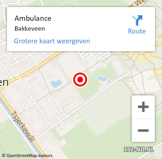 Locatie op kaart van de 112 melding: Ambulance Bakkeveen op 16 april 2023 16:05